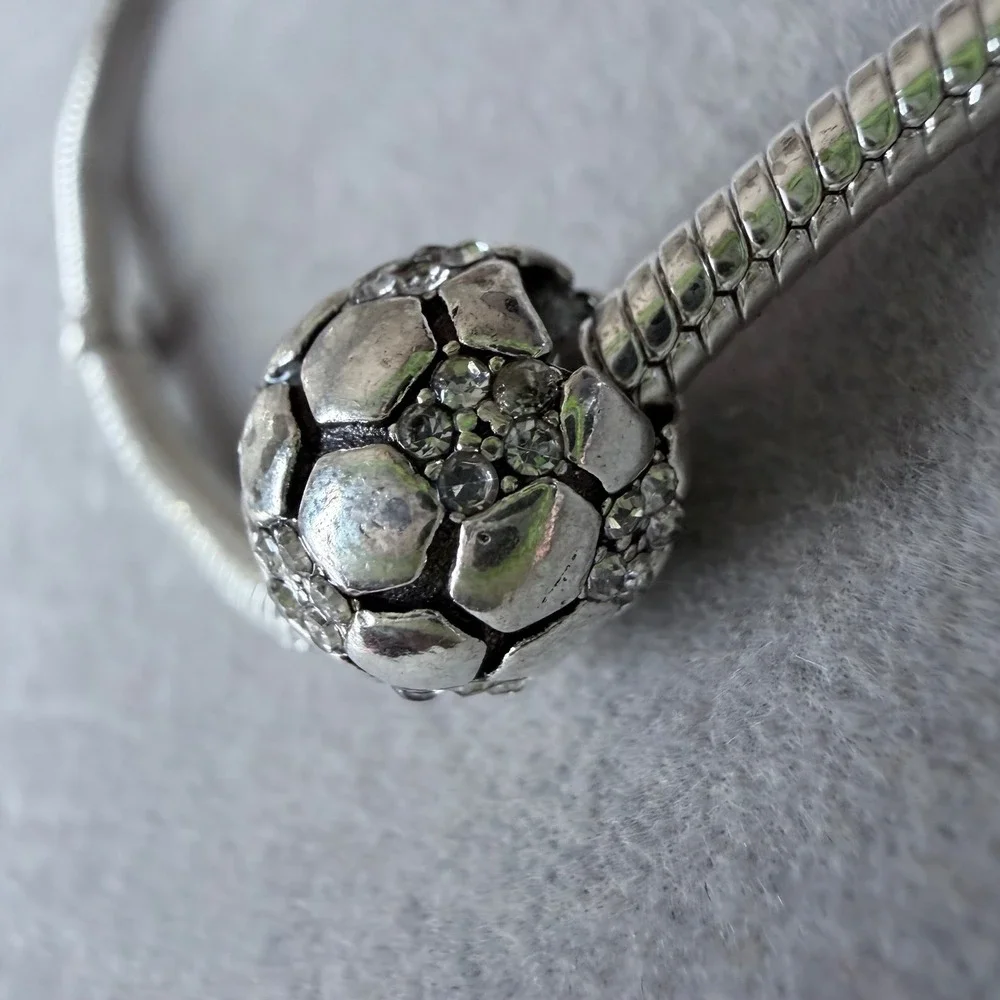 Soccer Ball Crystal Bead‎ Charm fits PANDORA